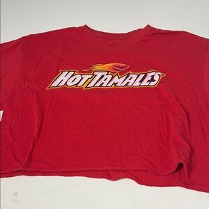 Brisco Brands Large Red Hot Tamales Short Sleeve Cropped T Shirt